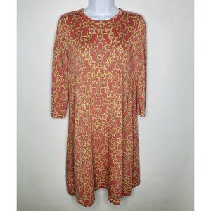 J McLaughlin Womens Red Metallic Gold Shimmer Shift Sweater Dress Size S Holiday